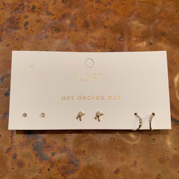 LOFT Jewelry - NWT LOFT Pave Initial Stud Earring Set - K